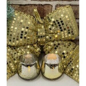 Mercury Glass Votive Candle Holder Set of 2 Gold Round Home Decor Accessory